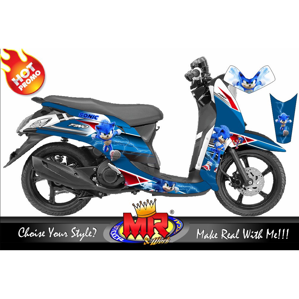 Jual PROMO Sticker Stiker Decal Motor FINO New Premium Motif Fino Warna Biru Kombinasi Putih BURUAN Indonesia Shopee Indonesia