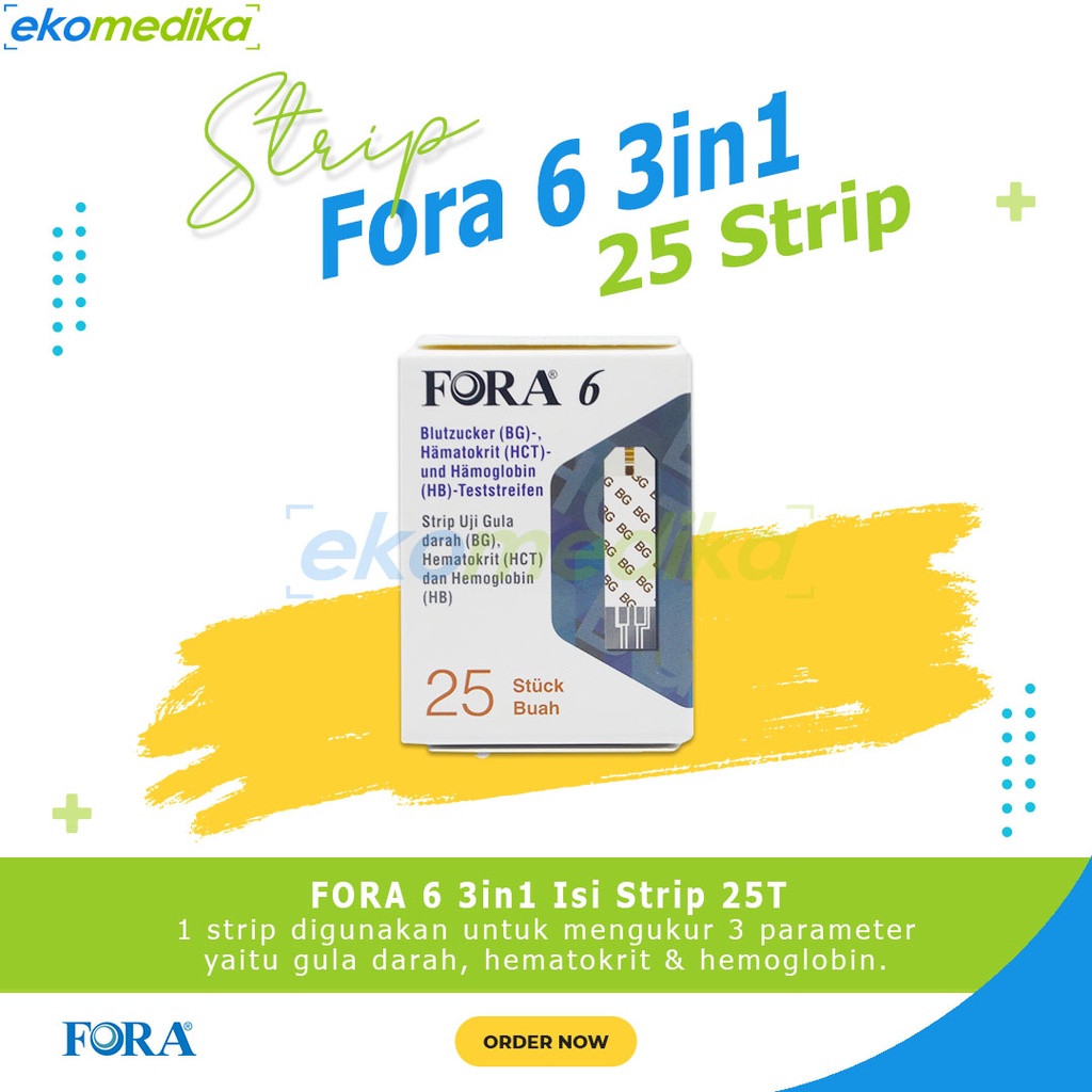 Jual FORA 6 Strip Gula darah / Hematokrit / Hemoglobin HB FORA Plus ...