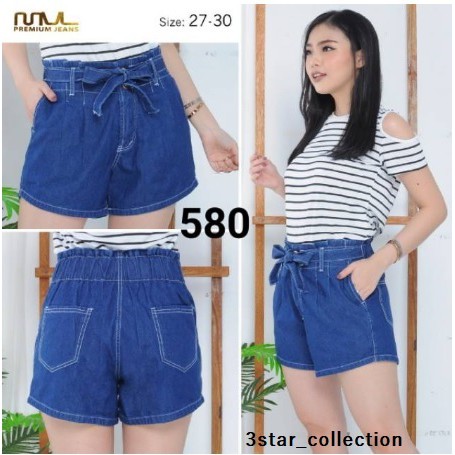 Hotpants Jeans (celana pendek) Wanita motif Karet-Pita MVL-580