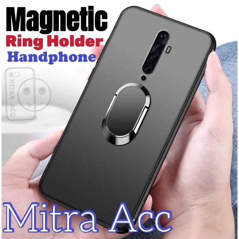 Magnetic Finger Holder Ring Stand HP 360° Car Magnet Handphone Metal Black