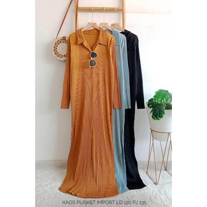 MAXI DRESS KAOS PLISKET IMPORT - MAXI DRESS POLOS - DRESS GAMIS TERBARU