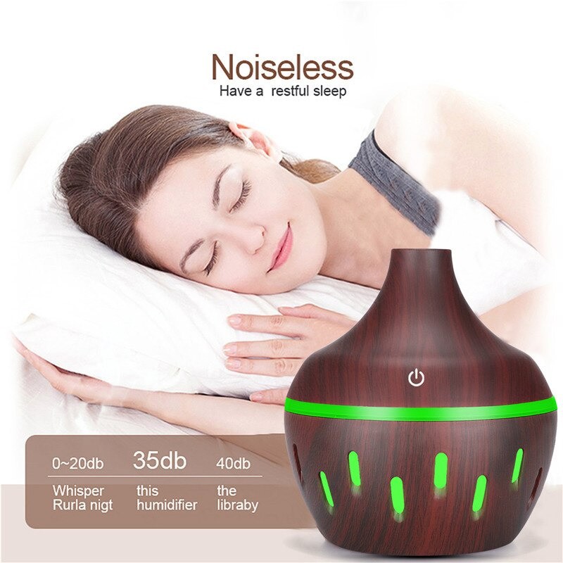 BAYAR DI TEMPAT Pelembab Udara Air Humidifier Aromatherapy Diffuser Wood Design 300ml - Dark Brown