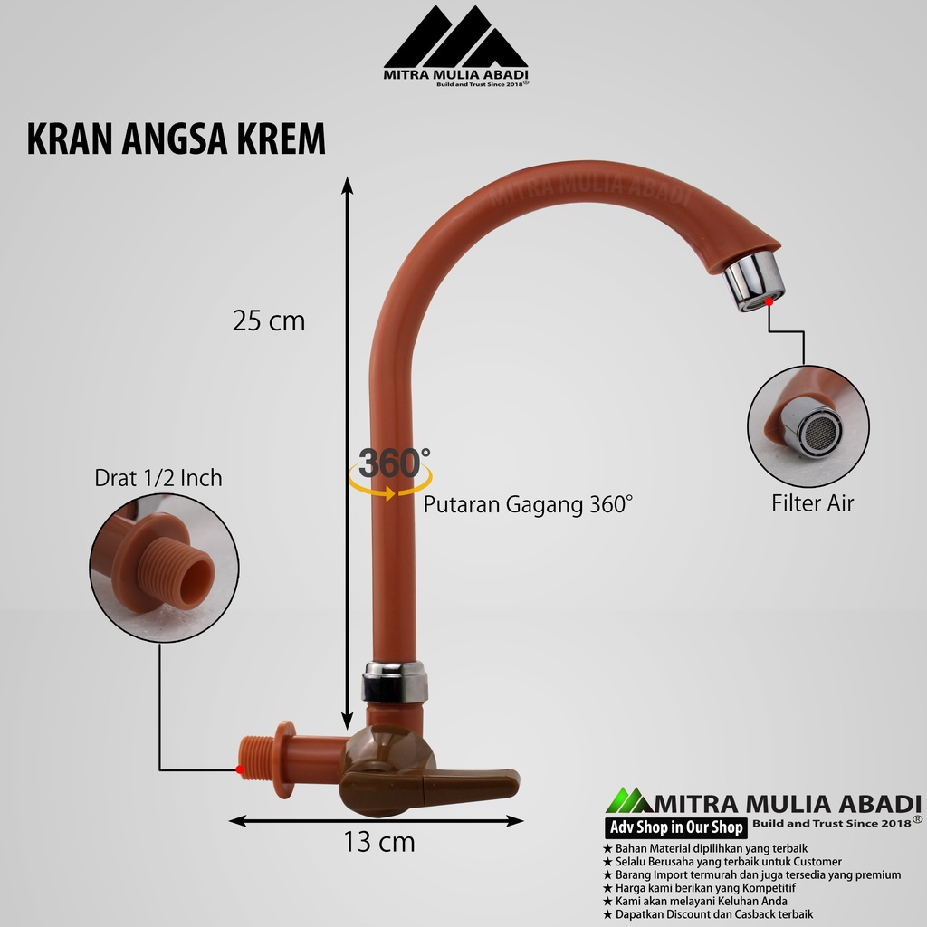 Kran Air Dapur 1/2 Pvc l Cuci Piring l Keran Angsa Plastik PVC