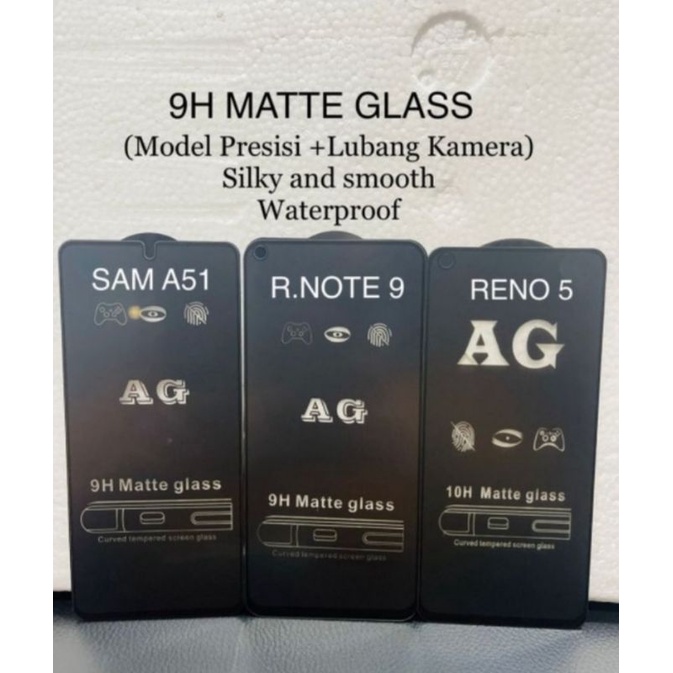 AG (OPPO) TEMPERED GLASS MATTE ANTI GLARE FULL COVER A1K A3S A5S A5 2020 A9 2020 A12 A15 A15S A16 A33 A53 A53S A54 A55 A74 A91 A95 F7 F9 F11 F11 PRO RENO 2 2F 3 5 5F 6 4G 6 5G 7 4G  TEMPER GLASS PELINDUNG LAYAR A17 A57 2022 A77 SCREEN GUARD 8 8T A58 A78