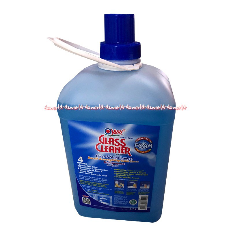 Yuri Glass Cleaner Blue &amp; Shine Lemon Cairan Pembersih Kaca Foam 3.7L Galon