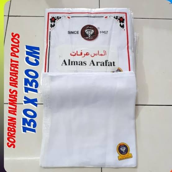 Sorban Putih Polos Persegi / Sorban Habib Luthfi  / Almas Arafat / Sorban Almas