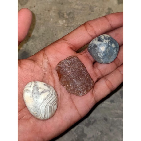 ✅ PaKet - Batu Cimpago Biru - Limau Manis - Biduri Ujung Tanjung ( Rough Bahan Batu Akik Natural - b