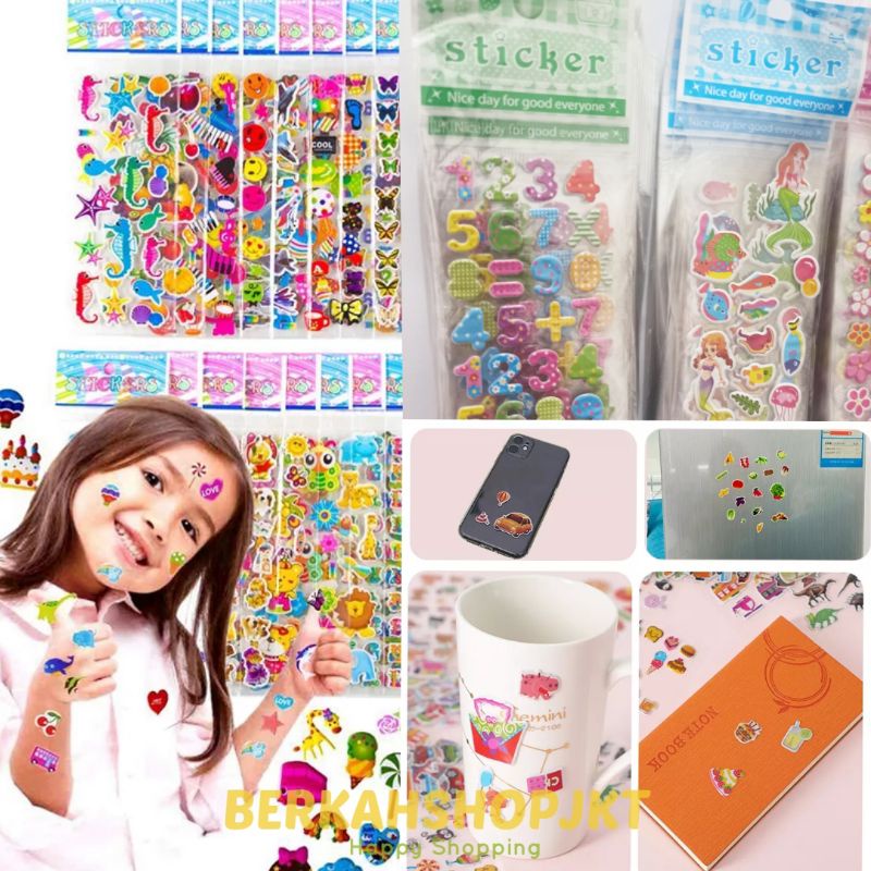 

itsberkahCO 6PCS STICKER PANJANG 30cm UNISEX / STICKER TIMBUL / STICKER ANAK 3D