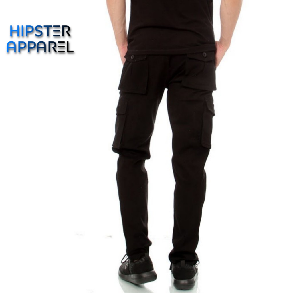 HIPSTER celana cargo gunung panjang pria warna hitam HIPSTER celana cargo gunung panjang pria warna hitam