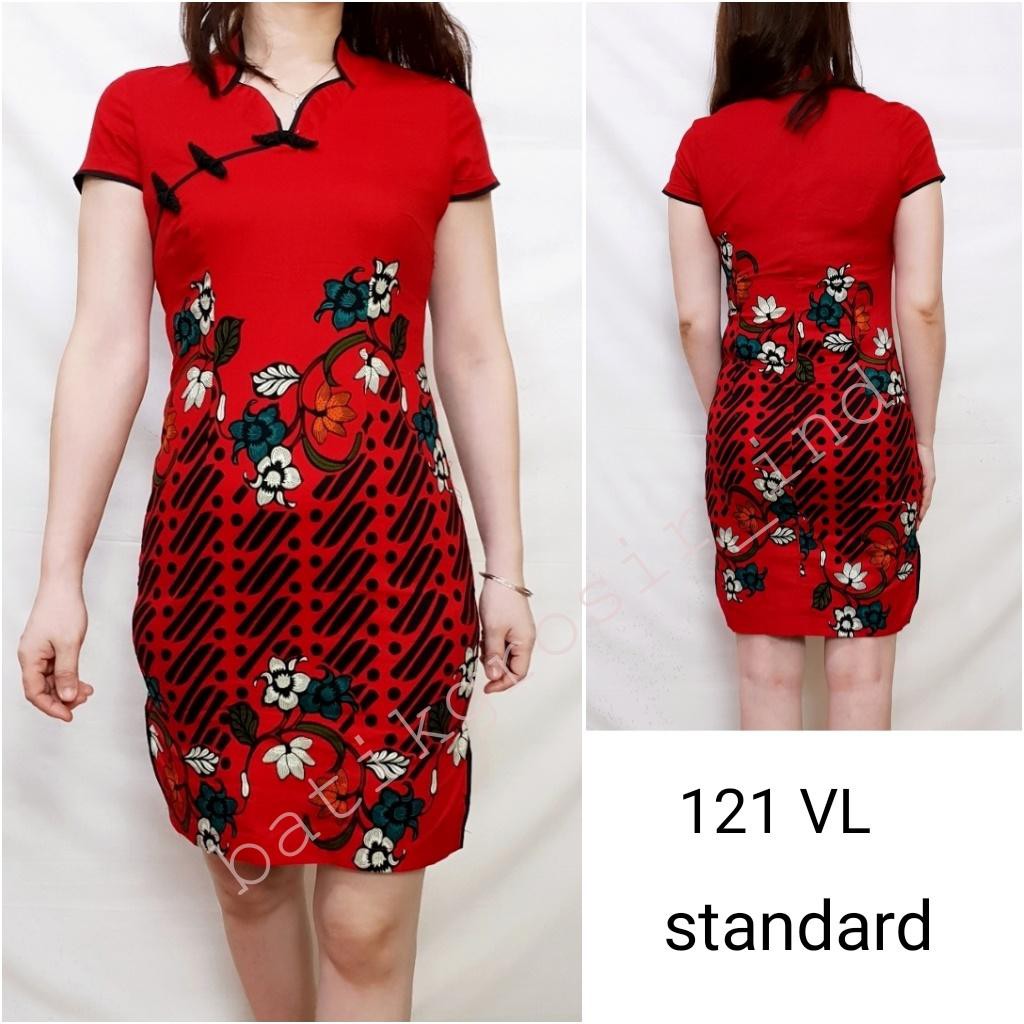 DRESS 121 VL DRESS BATIK  CHEONG SAM EDISI  IMLEK  WARNA 