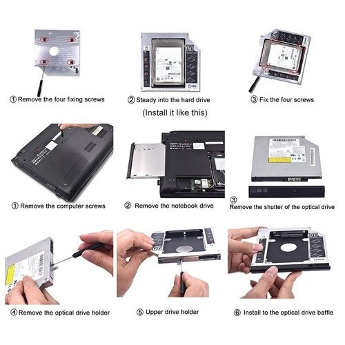 HDD HARDISK HARIDDISK Caddy 9.5 mm SATA to DVD To HDD (SSD CADDY)