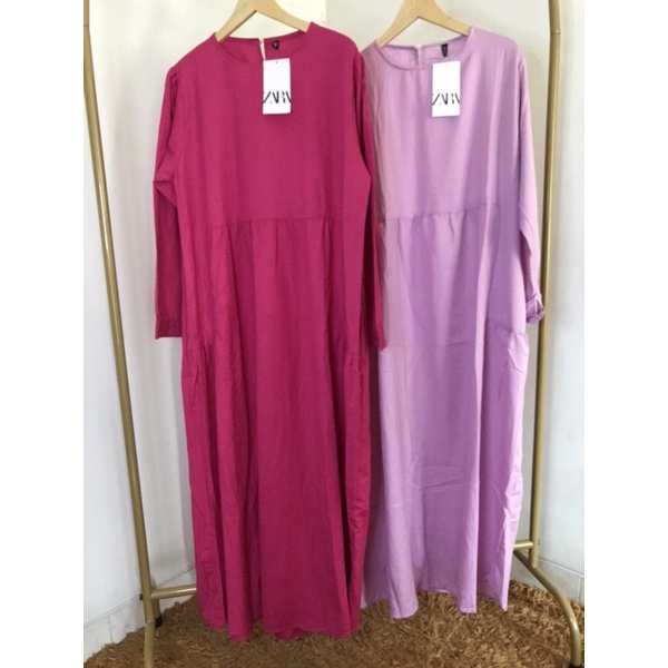 Dress Zara midi - Dress import - Dress korea - Dress polos - Baju cewek kue