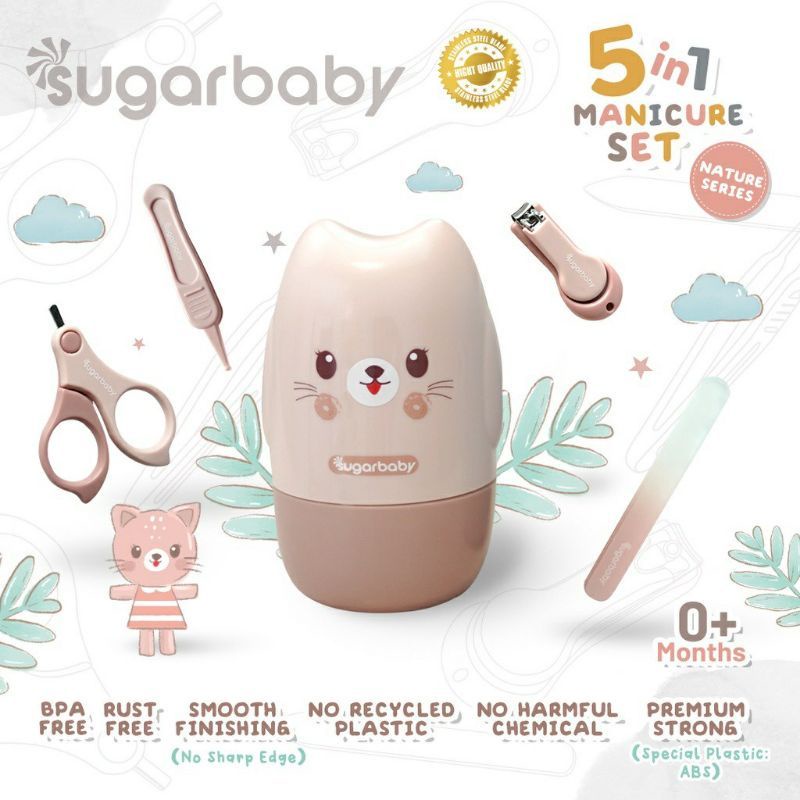 Sugar baby Manicre Set 4in1 5in1 2in1 Baby Nail &amp; Hair Kits Perlengkapan Perawatan Kuku dan Rambut Bayi  Babycare set Gunting kuku bayi Nail clippers baby Set Manicure Set Bayi Kualitas SUGARBABY GUNTING KUKU BAYI SISIR BAYI SISIR GUNTING BAYI