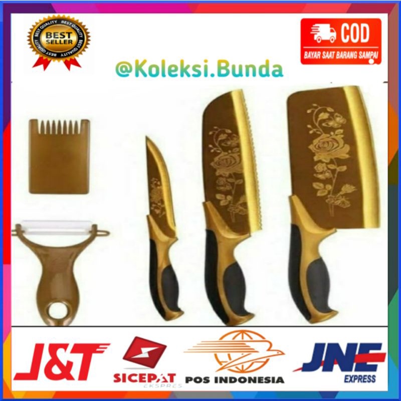 Kitchen Knife Set Rose Gold / Pisau Koki / Pisau Slice / Pisau Utilitas / Pisau Set / Pisau Buah / P