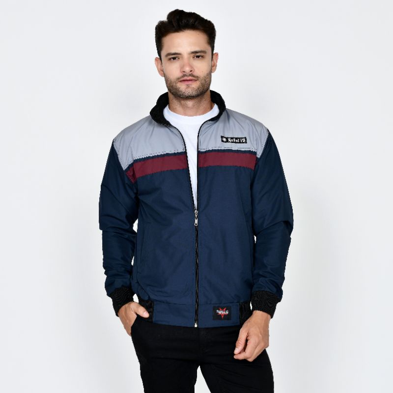 REBEL ID Jaket Racing Pria Jaket Motor Parasut Taslan