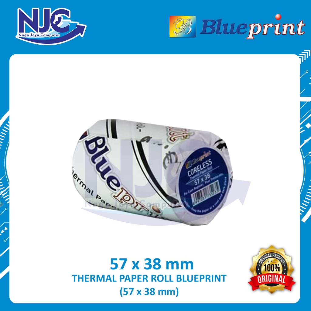 

BLUEPRINT KERTAS THERMAL KERTAS KASIR KERTAS STRUK CORELESS 57 x 38 mm