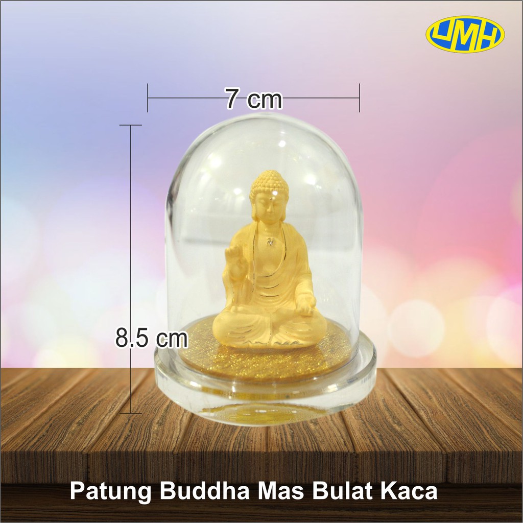 Patung Buddha emas Bulat kaca