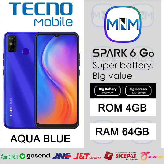TECNO SPARK 6 GO 4/64 RAM 4GB ROM 64GB GARANSI RESMI