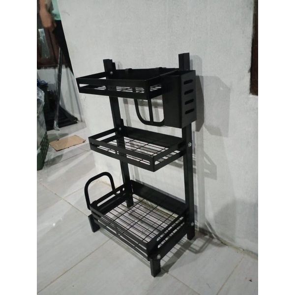 Rak bumbu stainless stell / rak dapur tempat bumbu botol / rak susun serbaguna