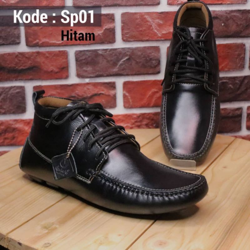 SEPATU PRIA KULIT ASLI LOGAN BOOTS KERJA KANTOR KULIAH JAHITAN TEMBUS SOL OUTSOLE LOGAN SHOES NAWIES