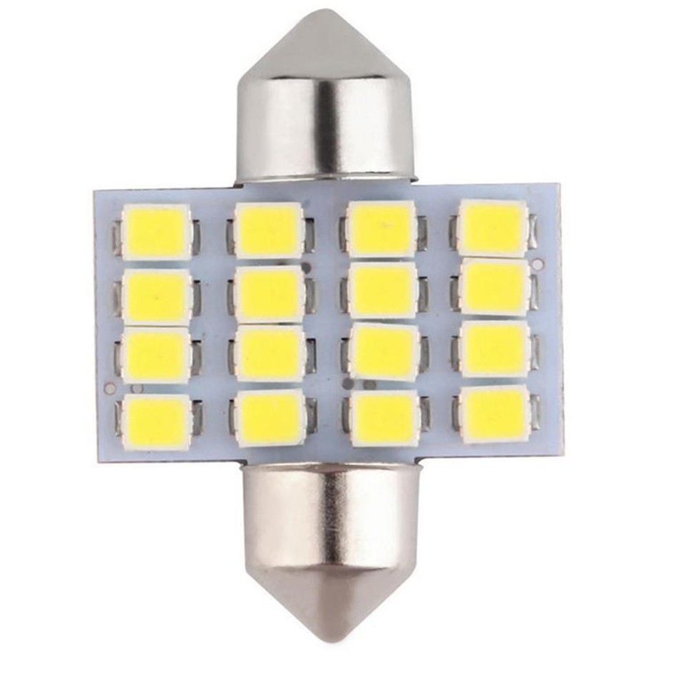 1pcs Lampu Mobil 31MM 16SMD 3528 1210 Mobil LED Pointer Ganda Atap Cahaya