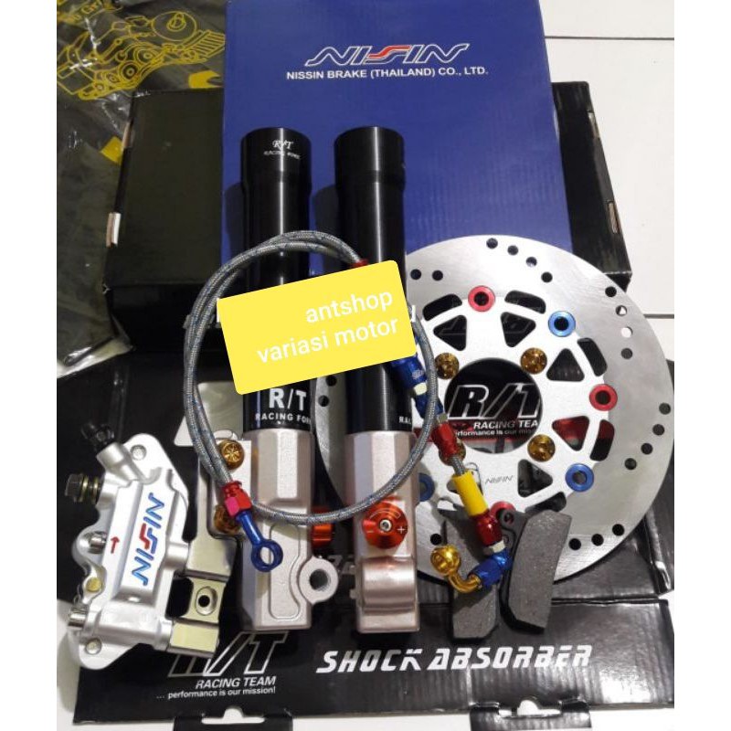 PAKETAN TABUNG BOTTOM SHOCK DEPAN RT STAGE KALIPER 4 PISTON SATRIA FU BEAT VARIO MIO JUPITER