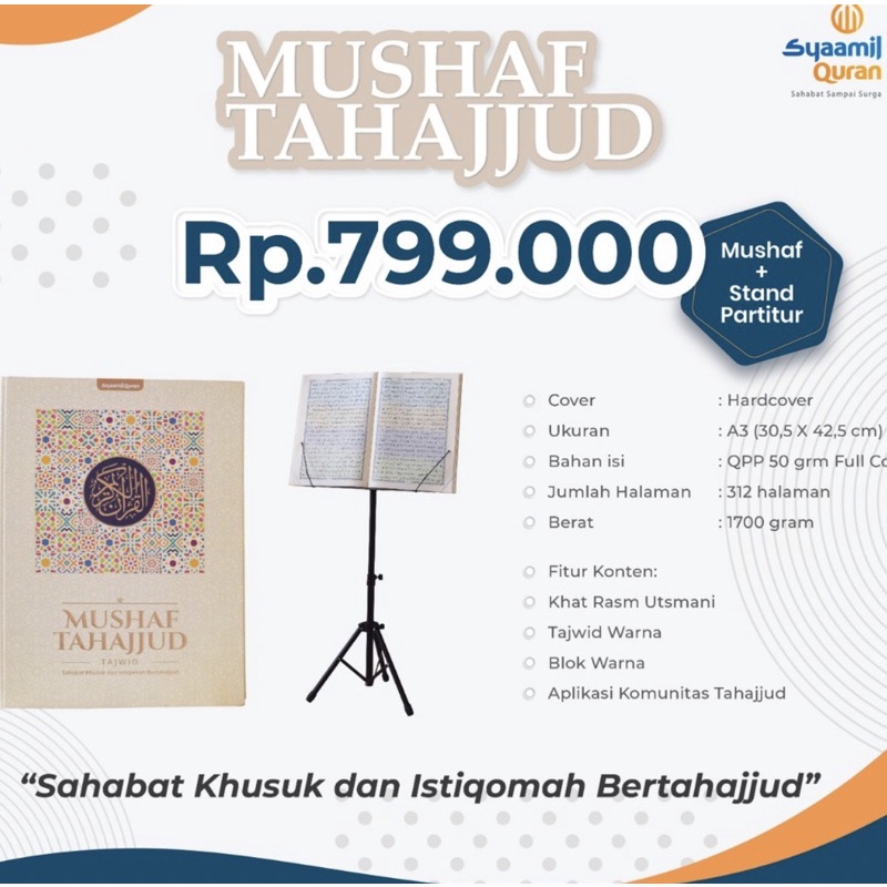 Al Quran Mushaf Tahajjud Syaamil Quran A3 Plus Standing Alquran Jumbo Untuk Sholat Tahajud Tarawih R