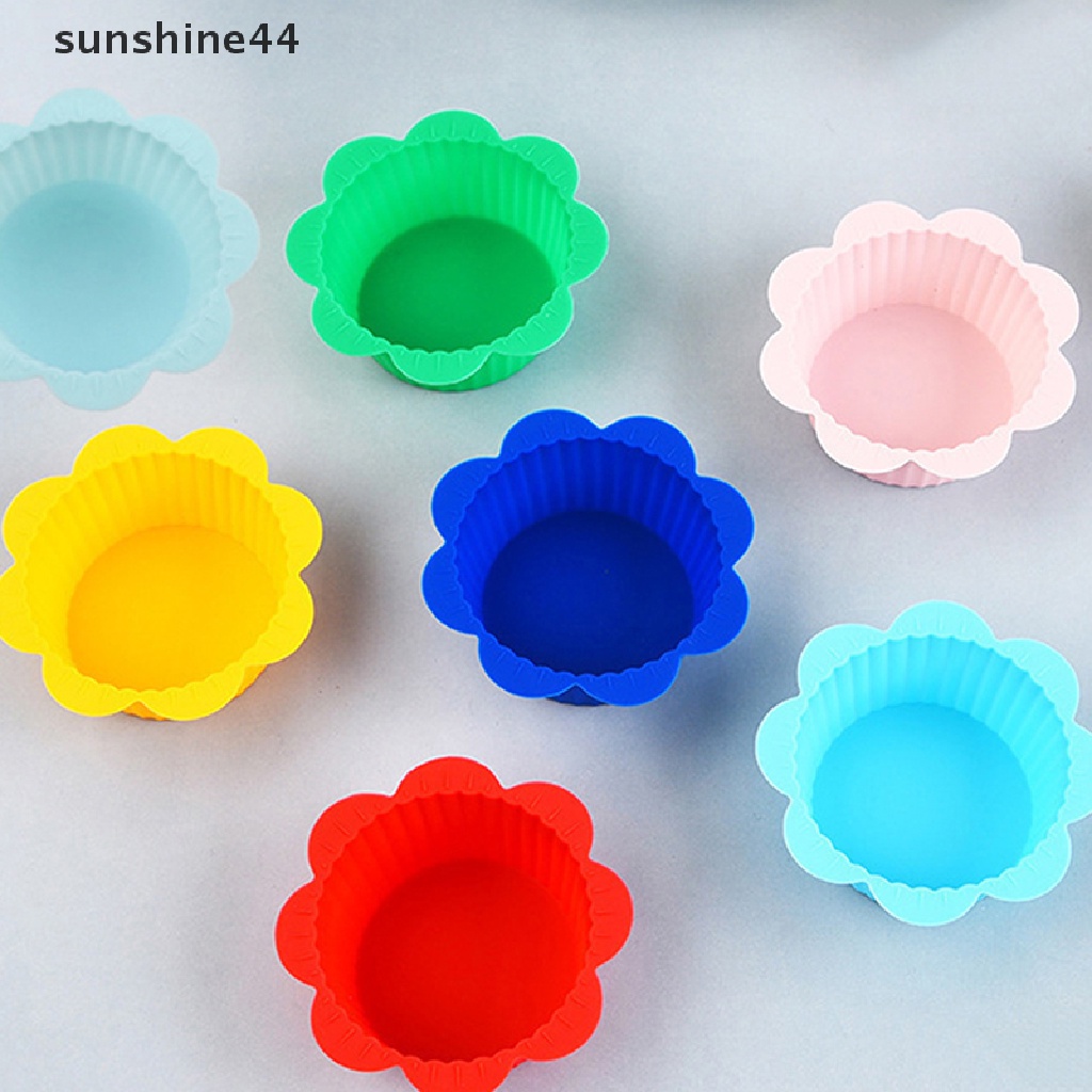 Sunshine 10Pcs / Set Cetakan Cupcake / Muffin Bahan Silikon