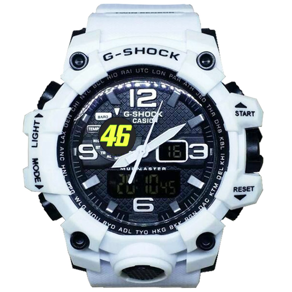 Exclusive Jam VALENTINO ROSSI 46 Double Time (Full Putih List Hitam)