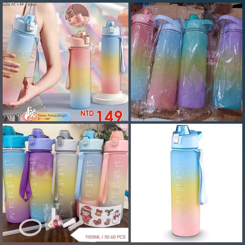 Botol Viral 1 Liter ( Bonus 2 Stiker 3D dan 2D )