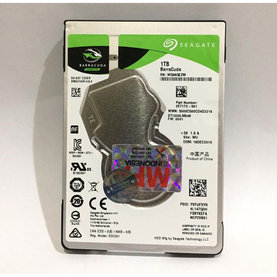 Hardisk Laptop 1TB Seagate Barracuda 2.5" SATA III Garansi Resmi 2 Tahun