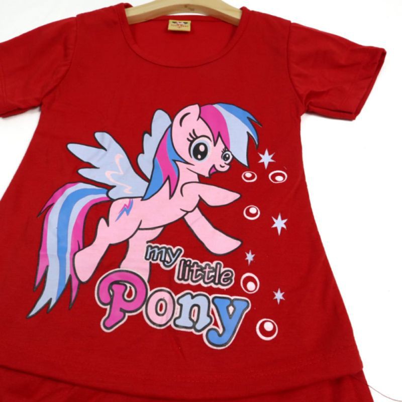 SETELAN SIKUNING PAKAIAN BAJU ANAK PEREMPUAN 2-7 TAHUN MOTIF PONY