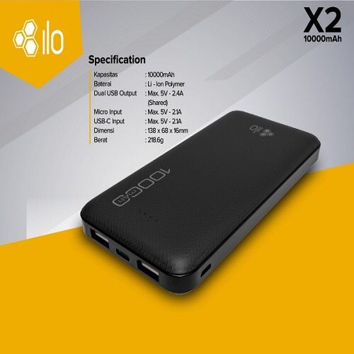 HIPPO POWERBANK ILO X2/ILO T2 10.000mAH SMART DETECT CHARGING