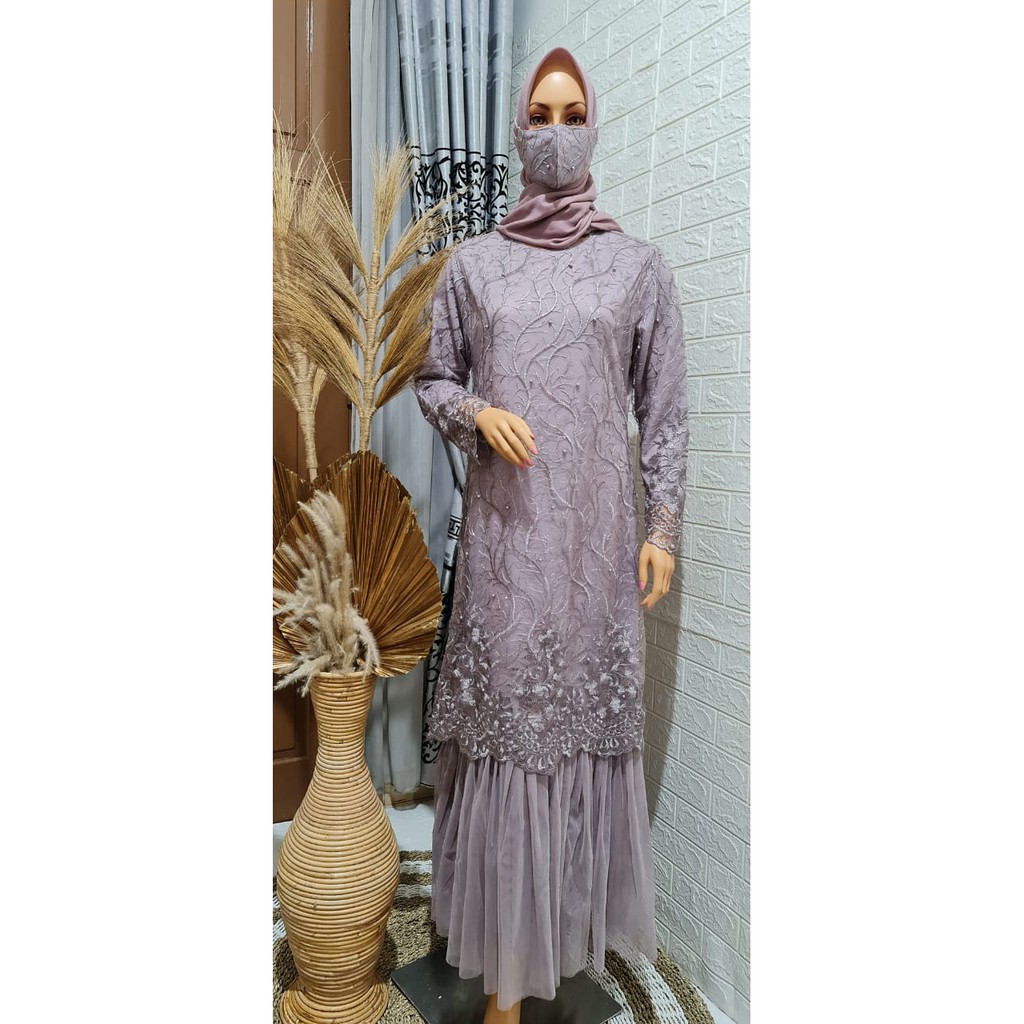 GAMIS TUTU TULLE MUTIARA BORDIR/ GAMIS PESTA / KEBAYA PESTA