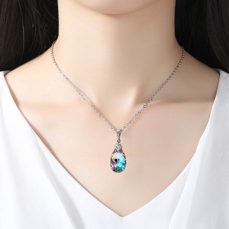 Fancyqube Kalung Cubic Zirconia Bling Warna-Warni Untuk Wanita