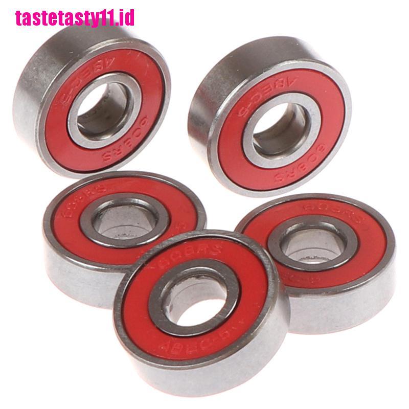 5 Pcs Bantalan Bola Segel ABEC-5 608-RS Warna Merah Untuk Skateboard