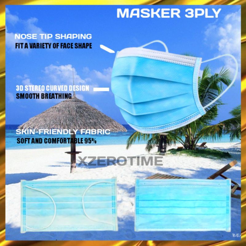 Masker 3 Ply Masker Earloop 1 Box 50Pcs Face Mask Disposable Mask Murah Premium Higienis