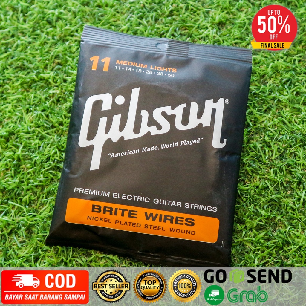 Senar Gitar Elektrik Gibson BRITE WIRES 11-50 Premium Quality Gibson Electric Guitar Strings (1 set)