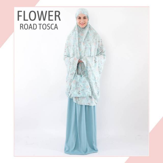 FLOWER ROAD TOSCA Mukena Tazbiya motif Mukenah Mukena Cantik Mukena Katun Rayon Mukena Adem Murah