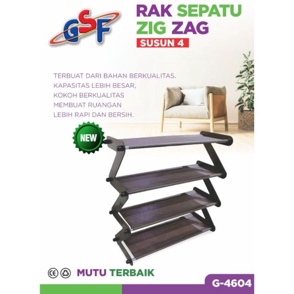 NEW rak sepatu stainless 4 susun gsf 4504 4 tingkat 4 susun rak sepatu serbaguna kokoh