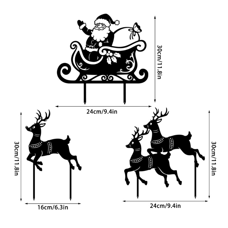 Siluet Rusa Santa Claus Bahan Logam Untuk Dekorasi Natal