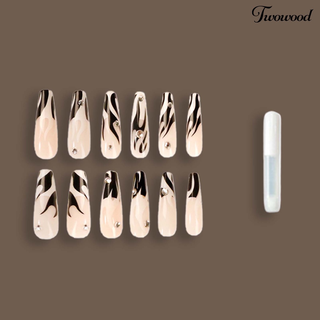 Twowood 24Pcs / Kotak Kuku Palsu Pendek Ringan Seamless 18g Untuk Manicure