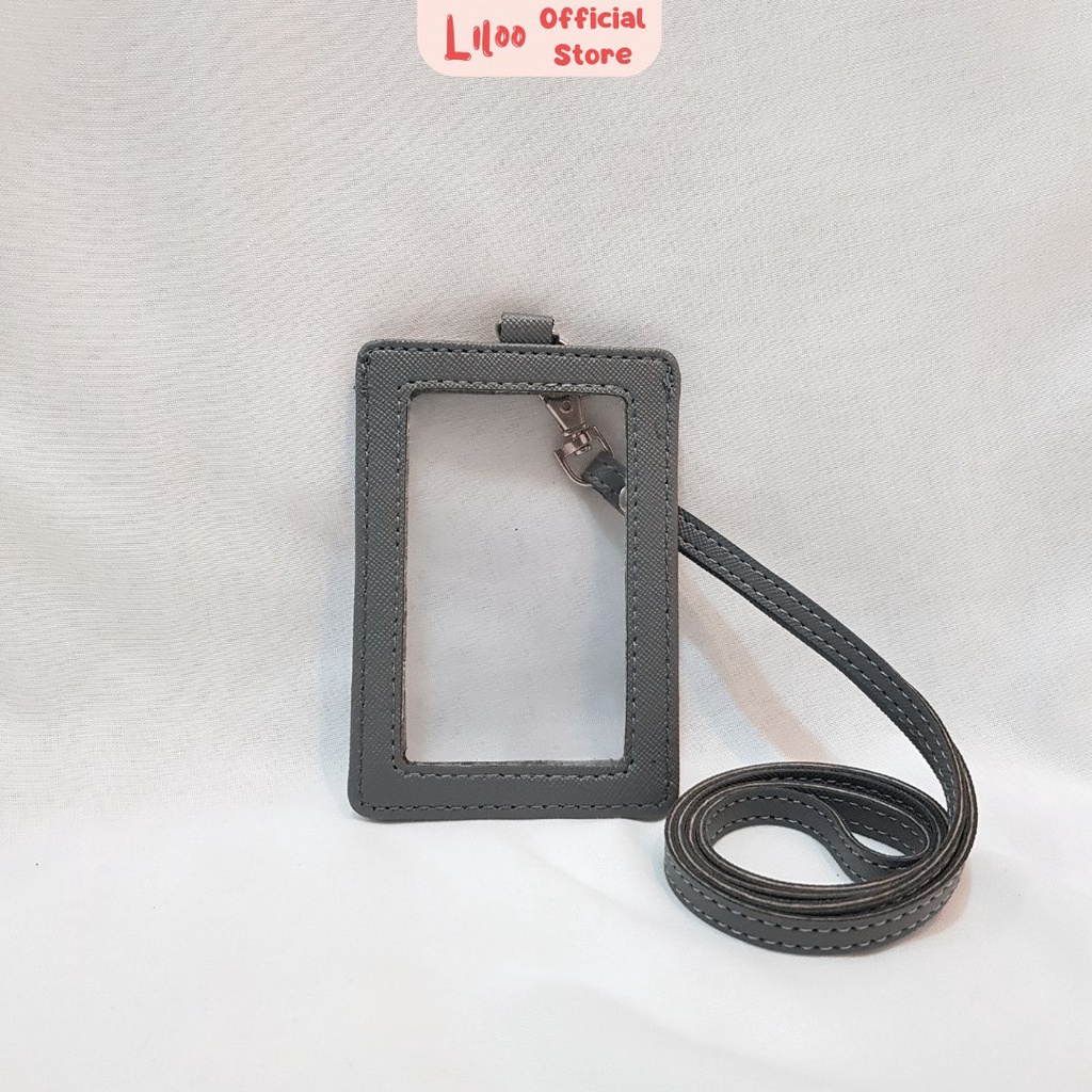 

Name Flashee Tag Mika Abu-Abu ID Card Lanyard Kulit Dua Sisi Transparan ID Card Holder Plastik Termurah PU Leather