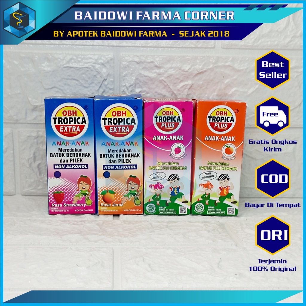 OBH TROPICA EXTRA DAN PLUS 60ML RASA JERUK DAN STRAWBERRY