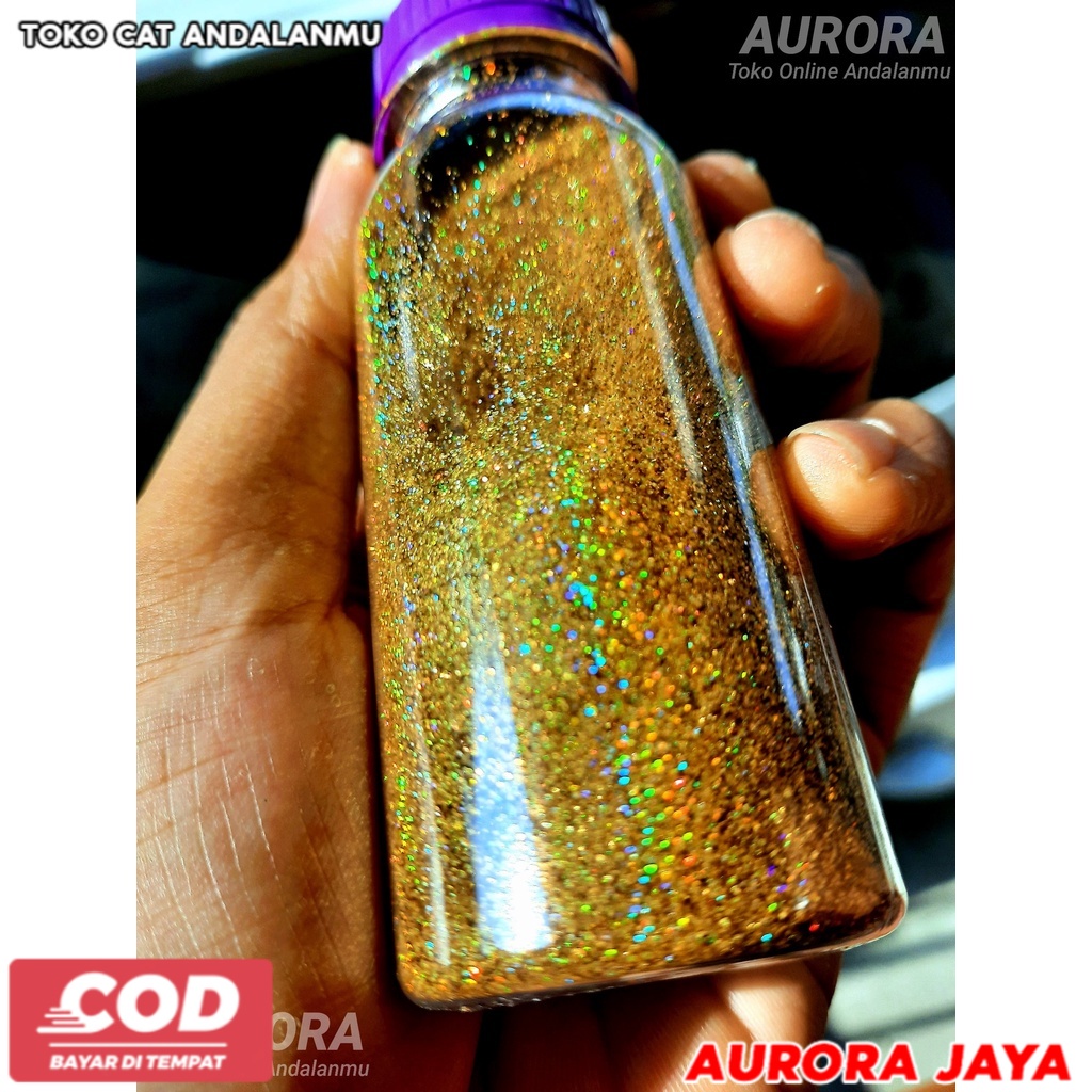 Glitter Emas Hologram Serbuk Gliter Gold Pelangi Xiralic Rainbow Bubuk Untuk Campuran Cat Atau Clear