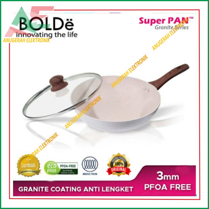 Super Pan Wok Granite 26cm + glass lid - wajan frypan induksi + tutup