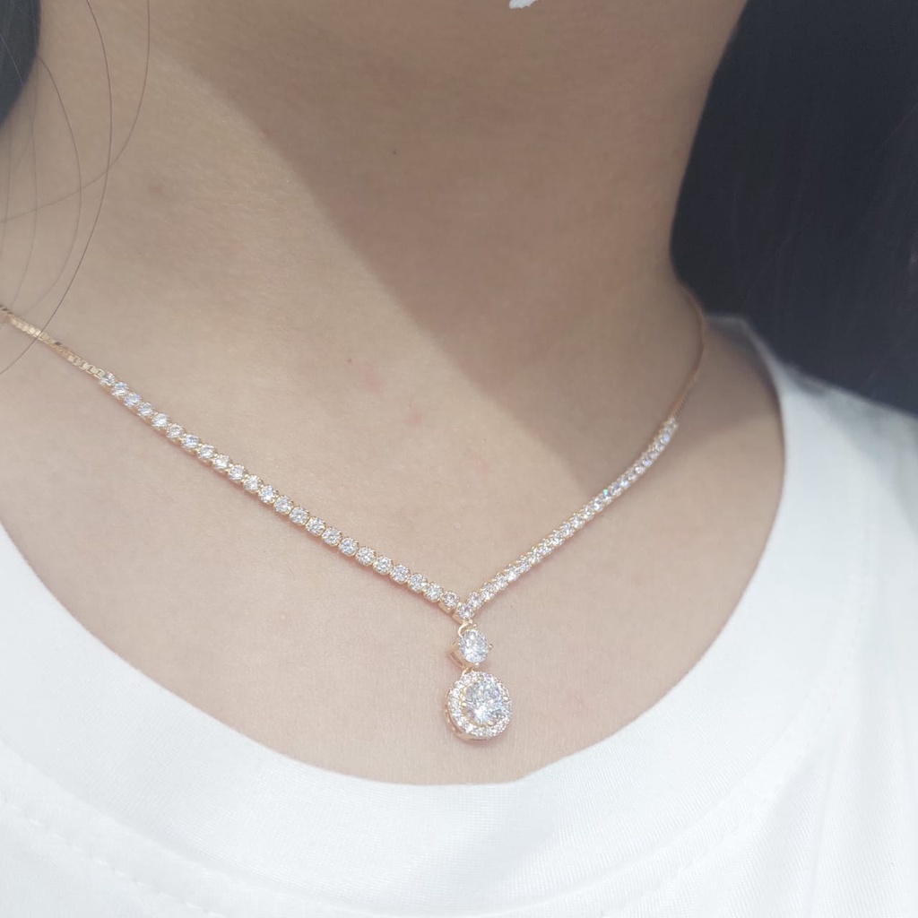 Kalung serut aurel nagita emas asli permata cantik manis