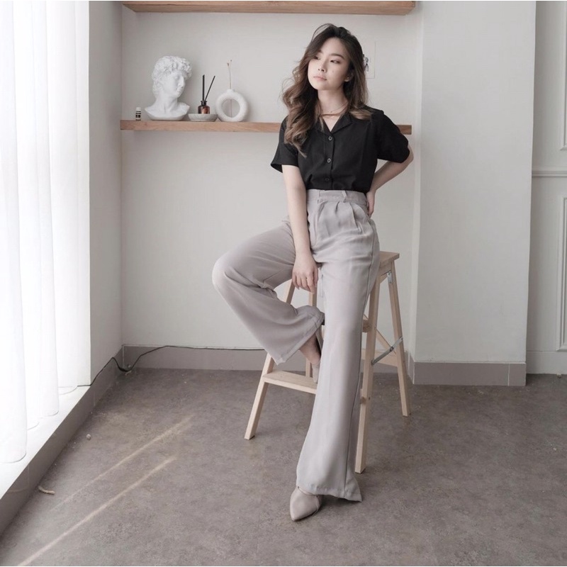 DALLAS LOOSE PANTS KOREA - CELANA PANJANG WANITA KARGO - CELANA CULLOTES  WARNA PASTEL - FLOWY PANTS - CELANA KERJA WANITA - CELANA BAHAN - FORMAL PANTS - HADIAH / KADO ULTAH CEWEK