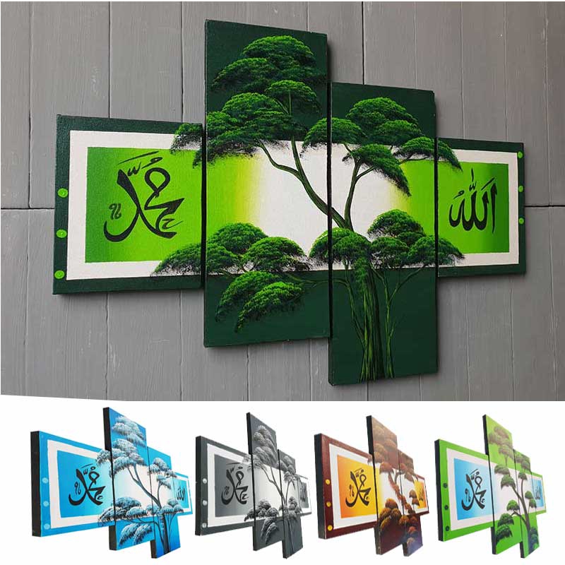 Lukisan Kaligrafi Pemandangan Alam Nuansa Hijau