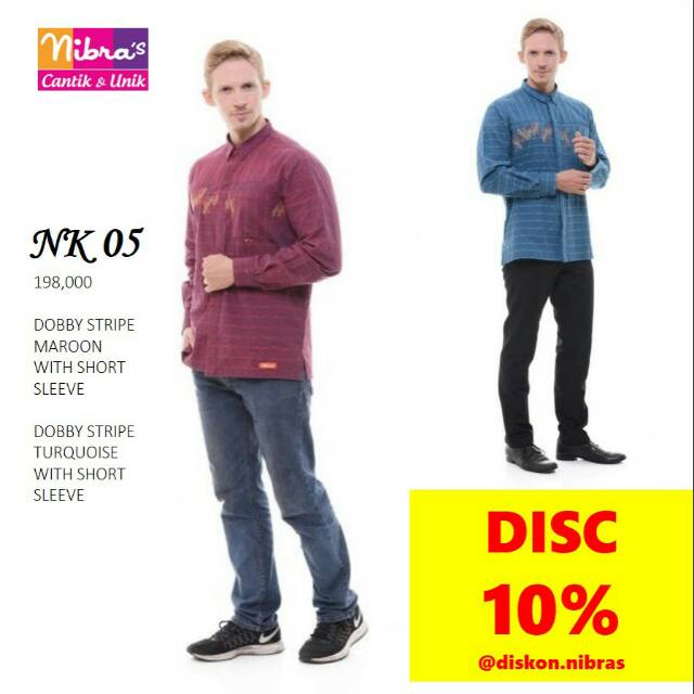 [Original] Koko Premium Nibras NK 05 Lengan Panjang Dobby Stripe Maroon / Turkish Modern Branded